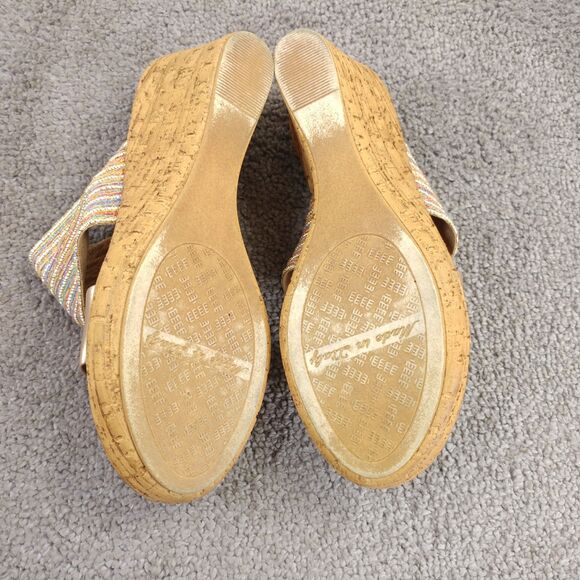 Italian Shoemakers Platform Sandals Womens Size 6 Shoes Multicolor Brown Slip On - Picture 2 of 10